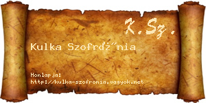 Kulka Szofrónia névjegykártya